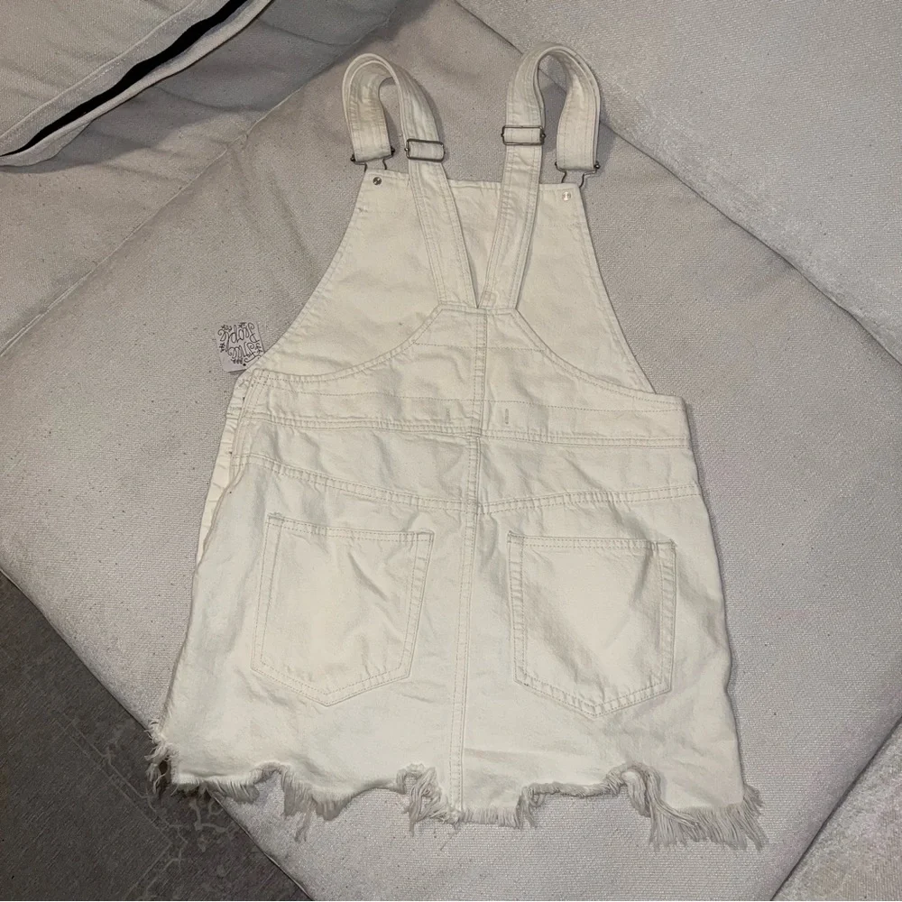 Free people torn up distressed denim jumper in white - Picture 5 of 9